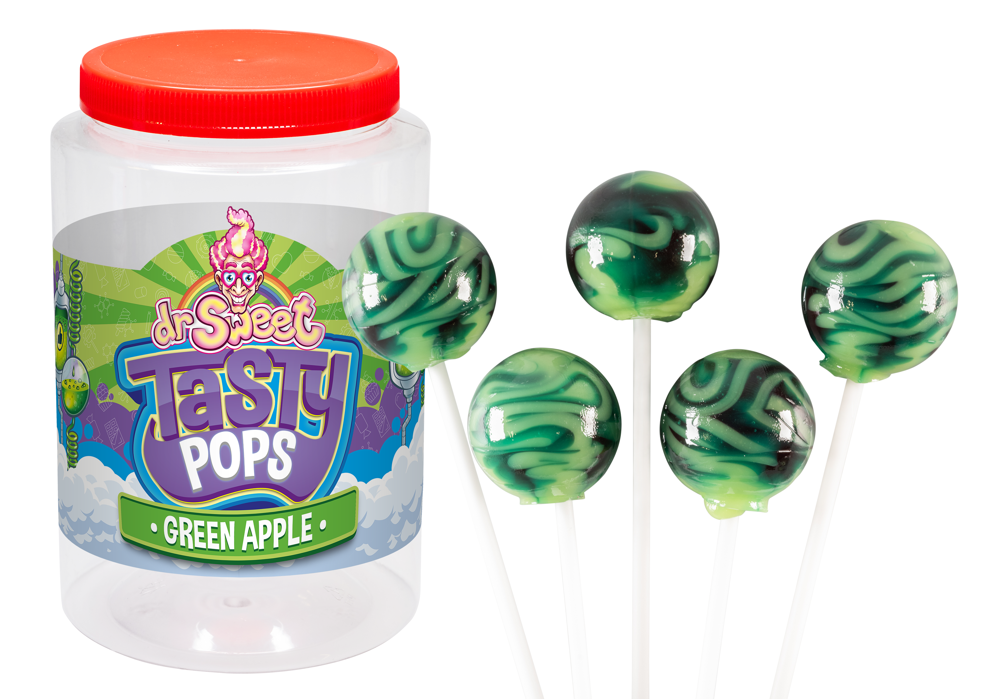 Dr. Sweet Tasty Pop Grüner Apfel 70 Stück