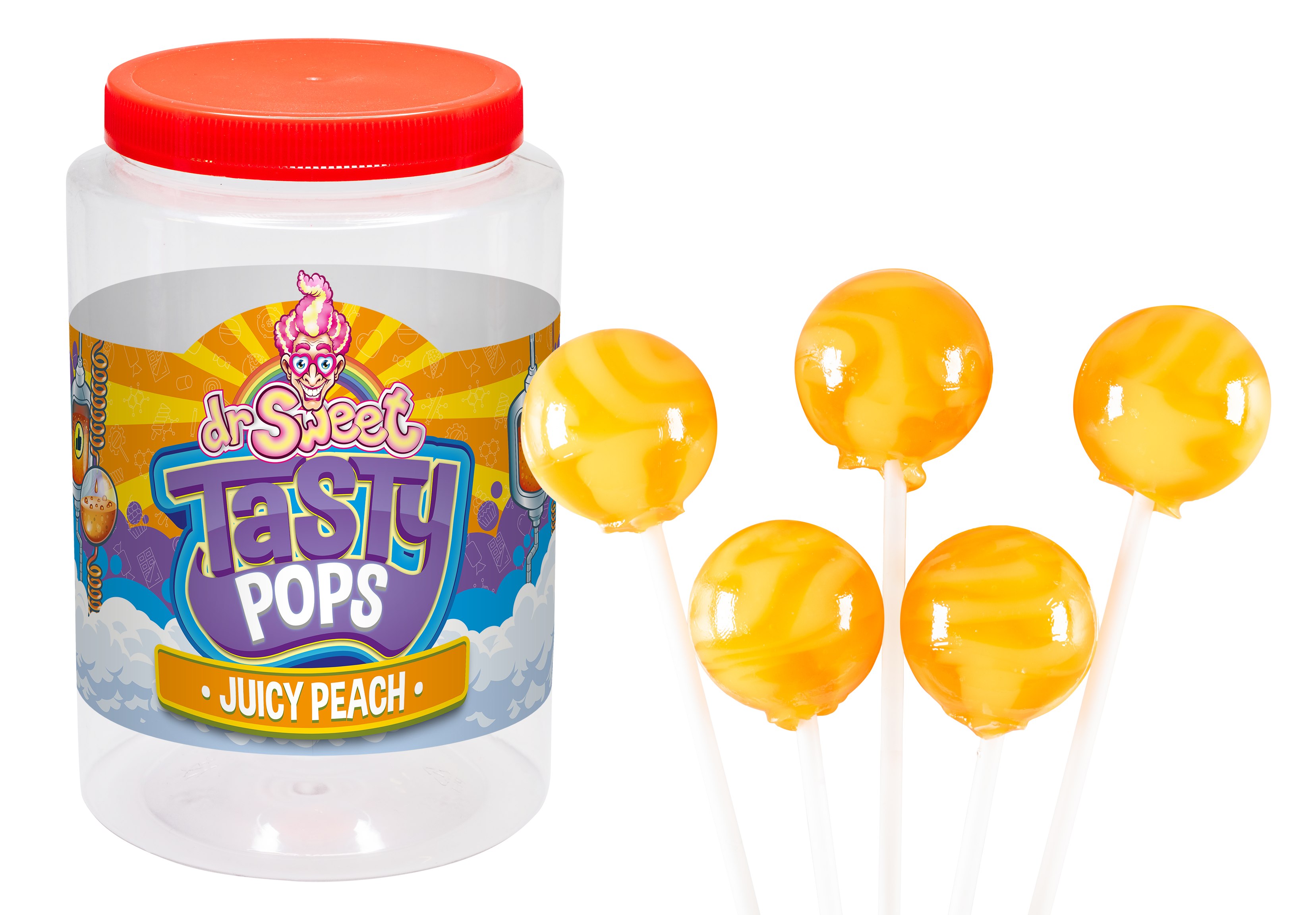 Dr. Sweet Tasty Pop Saftiger Pfirsich 70 Stück