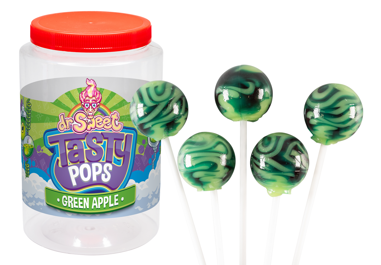 Dr. Sweet Tasty Pop Grüner Apfel 70 Stück