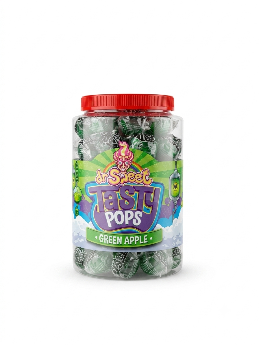 Dr. Sweet Tasty Pop Grüner Apfel 70 Stück