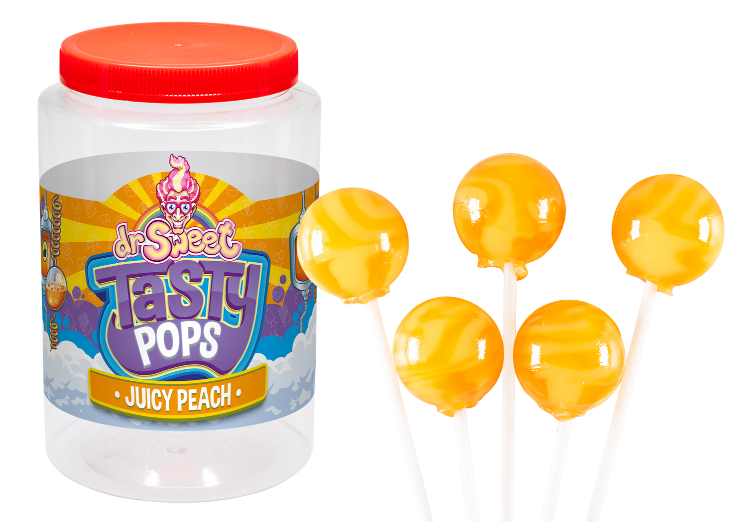 Dr. Sweet Tasty Pop Saftiger Pfirsich 70 Stück