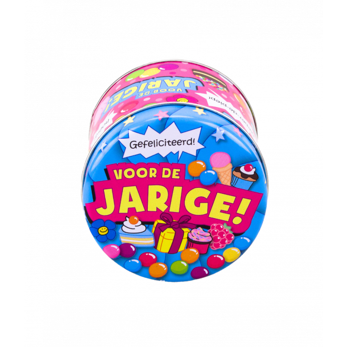 Gevulde Snoepblikjes - Jarige en 250 Gram