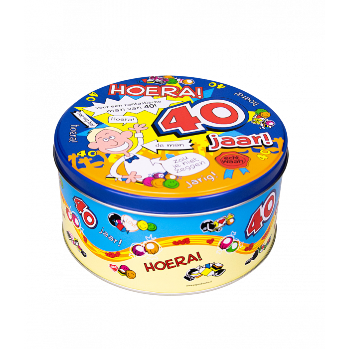 Gevulde Snoeptrommel 40 Jaar Man – 500 gram