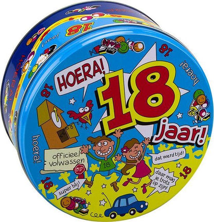 Gefüllte Süßigkeitendose 18 Jahre und 500 Gramm